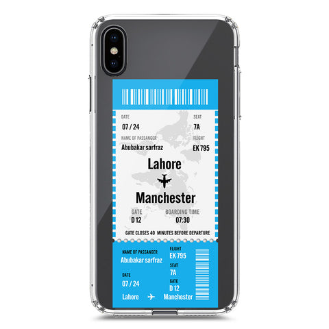 iPhone XS Max Cover - Personalised Boarding Pass Ticket Series - Clear Phone Case - Soft Silicon Borders