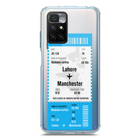 Xiaomi Redmi 10 Cover - Personalised Boarding Pass Ticket Series - Clear Phone Case - Soft Silicon Borders