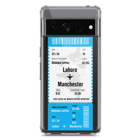 Google Pixel 7 Pro Cover - Personalised Boarding Pass Ticket Series - Clear Phone Case - Soft Silicon Borders