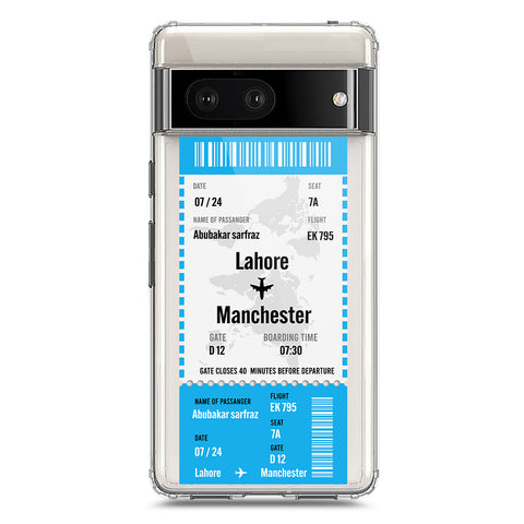 Google Pixel 7 Cover - Personalised Boarding Pass Ticket Series - Clear Phone Case - Soft Silicon Borders