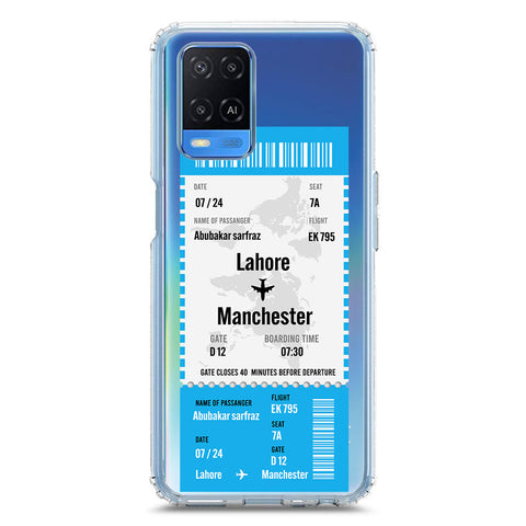 Oppo A54 4G Cover - Personalised Boarding Pass Ticket Series - Clear Phone Case - Soft Silicon Borders