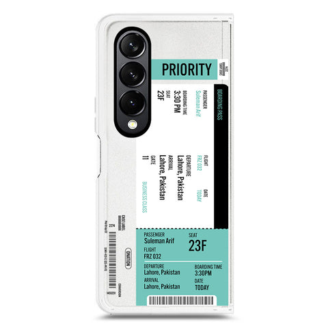 Samsung Galaxy Z Fold 4 5G Cover - Personalised Boarding Pass Ticket Series - Clear Phone Case - Soft Silicon Borders