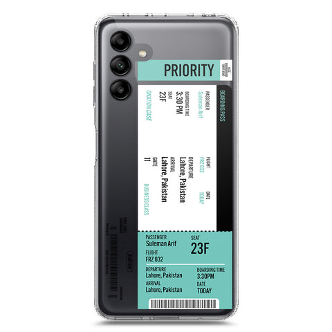 Samsung Galaxy A04s Cover - Personalised Boarding Pass Ticket Series - Clear Phone Case - Soft Silicon Borders