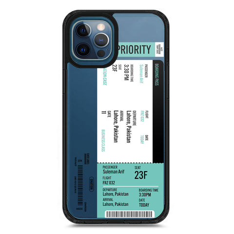 iPhone 12 Pro Max - Black - Cover - Personalised Boarding Pass Ticket Series - Clear Phone Case - Soft Silicon Borders