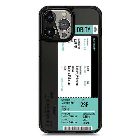 iPhone 13 Pro Max - Black - Cover - Personalised Boarding Pass Ticket Series - Clear Phone Case - Soft Silicon Borders