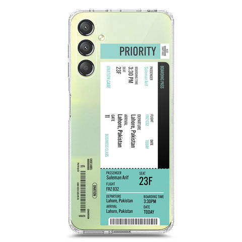Samsung Galaxy A24 4G Cover - Personalised Boarding Pass Ticket Series - Clear Phone Case - Soft Silicon Borders
