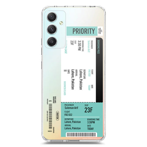 Samsung Galaxy A34 5G Cover - Personalised Boarding Pass Ticket Series - Clear Phone Case - Soft Silicon Borders