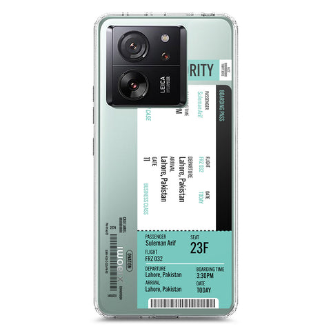 Xiaomi 13T Cover - Personalised Boarding Pass Ticket Series - Clear Phone Case - Soft Silicon Borders