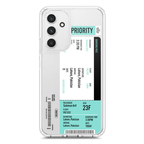 Samsung Galaxy A54 5G Cover - Personalised Boarding Pass Ticket Series - Clear Phone Case - Soft Silicon Borders