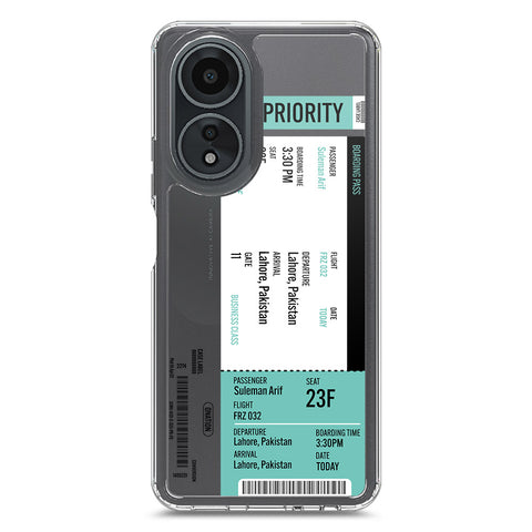 Oppo A58 4G Cover - Personalised Boarding Pass Ticket Series - Clear Phone Case - Soft Silicon Borders