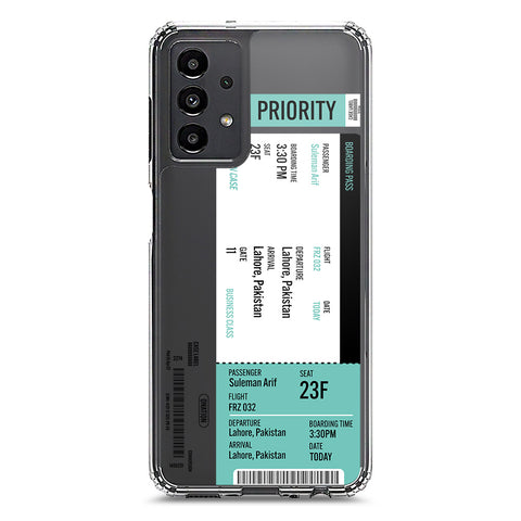 Samsung Galaxy A13 Cover - Personalised Boarding Pass Ticket Series - Clear Phone Case - Soft Silicon Borders