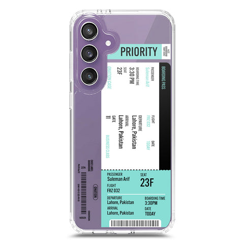 Samsung Galaxy S23 FE Cover - Personalised Boarding Pass Ticket Series - Clear Phone Case - Soft Silicon Borders