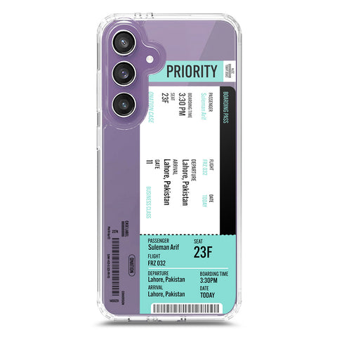 Samsung Galaxy S24 Plus Cover - Personalised Boarding Pass Ticket Series - Clear Phone Case - Soft Silicon Borders