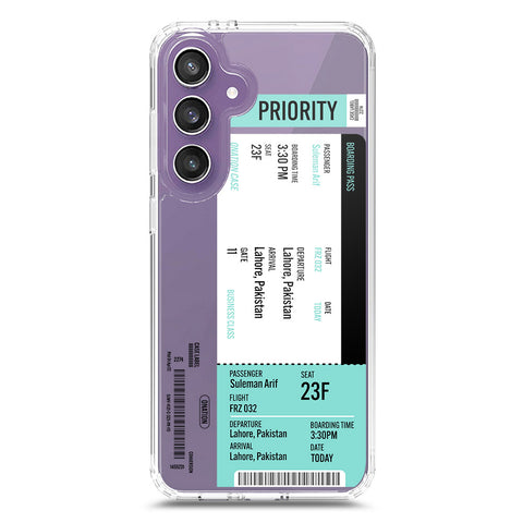 Samsung Galaxy S25 Cover - Personalised Boarding Pass Ticket Series - Clear Phone Case - Soft Silicon Borders