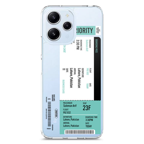 Xiaomi Redmi 12 Cover - Personalised Boarding Pass Ticket Series - Clear Phone Case - Soft Silicon Borders
