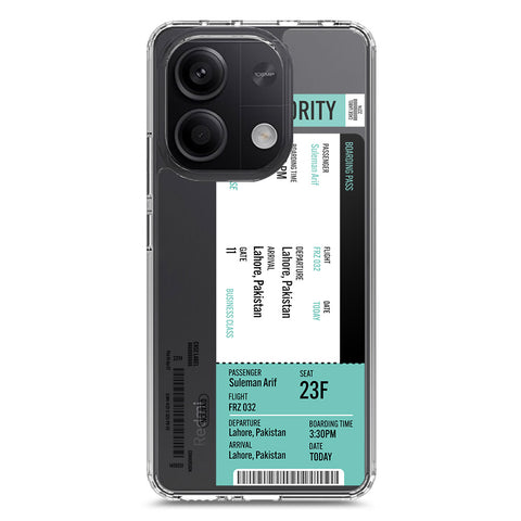 Xiaomi Redmi Note 13 Cover - Personalised Boarding Pass Ticket Series - Clear Phone Case - Soft Silicon Borders