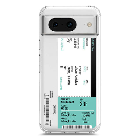 Google Pixel 8a Cover - Personalised Boarding Pass Ticket Series - Clear Phone Case - Soft Silicon Borders