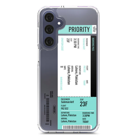 Samsung Galaxy A16 Cover - Personalised Boarding Pass Ticket Series - Clear Phone Case - Soft Silicon Borders