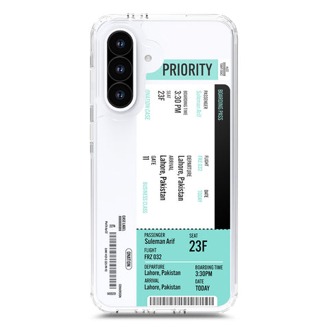Samsung Galaxy A56 Cover - Personalised Boarding Pass Ticket Series - Clear Phone Case - Soft Silicon Borders