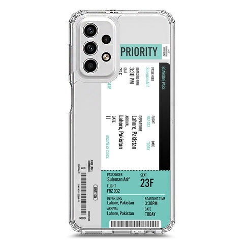Samsung Galaxy A23 5G Cover - Personalised Boarding Pass Ticket Series - Clear Phone Case - Soft Silicon Borders