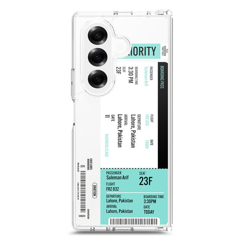Samsung Galaxy Z Fold 7 Cover - Personalised Boarding Pass Ticket Series - Clear Phone Case - Soft Silicon Borders