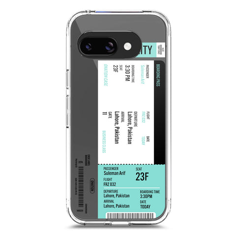 Google Pixel 9a Cover - Personalised Boarding Pass Ticket Series - Clear Phone Case - Soft Silicon Borders