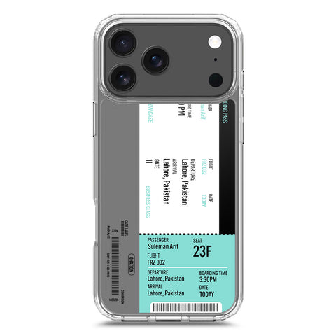 iPhone 17 Pro Max Cover - Personalised Boarding Pass Ticket Series - Clear Phone Case - Soft Silicon Borders