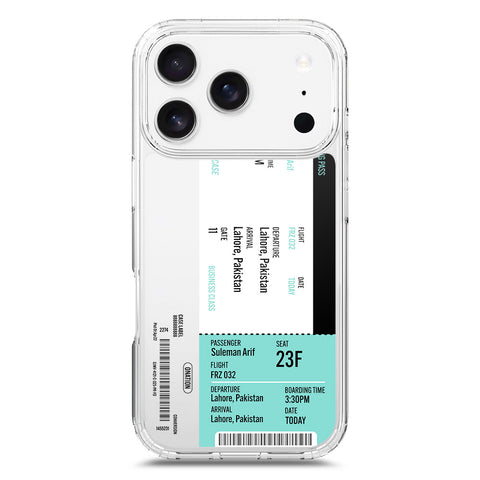 iPhone 17 Pro Cover - Personalised Boarding Pass Ticket Series - Clear Phone Case - Soft Silicon Borders