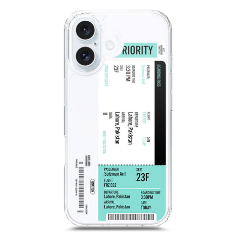 iPhone 17 Cover - Personalised Boarding Pass Ticket Series - Clear Phone Case - Soft Silicon Borders