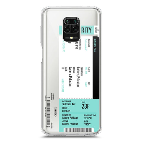 Xiaomi Redmi Note 9 Pro Max Cover - Personalised Boarding Pass Ticket Series - Clear Phone Case - Soft Silicon Borders
