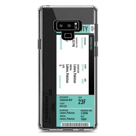 Samsung Galaxy Note 9 Cover - Personalised Boarding Pass Ticket Series - Clear Phone Case - Soft Silicon Borders