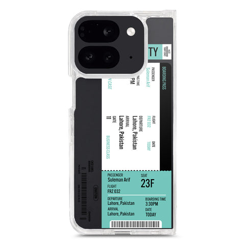 Google Pixel 9 Pro Fold Cover - Personalised Boarding Pass Ticket Series - Clear Phone Case - Soft Silicon Borders