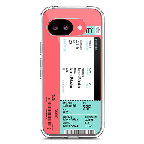 Google Pixel 10a Cover - Personalised Boarding Pass Ticket Series - Clear Phone Case - Soft Silicon Borders