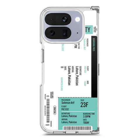 Google Pixel 10 Pro Fold Cover - Personalised Boarding Pass Ticket Series - Clear Phone Case - Soft Silicon Borders