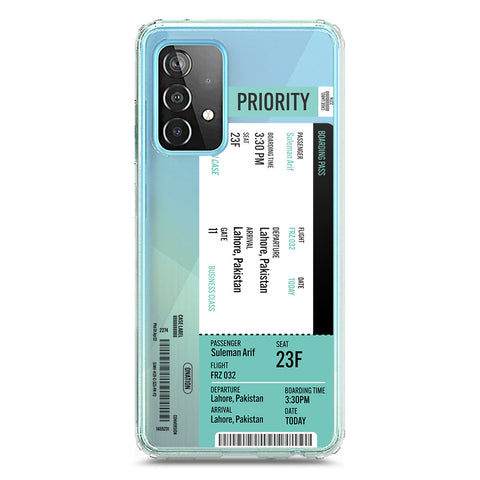 Samsung Galaxy A52 Cover - Personalised Boarding Pass Ticket Series - Clear Phone Case - Soft Silicon Borders