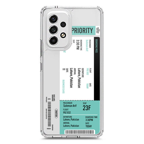 Samsung Galaxy A53 5G Cover - Personalised Boarding Pass Ticket Series - Clear Phone Case - Soft Silicon Borders