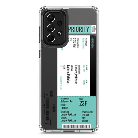 Samsung Galaxy A73 5G Cover - Personalised Boarding Pass Ticket Series - Clear Phone Case - Soft Silicon Borders
