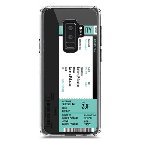 Samsung Galaxy S9 Plus Cover - Personalised Boarding Pass Ticket Series - Clear Phone Case - Soft Silicon Borders