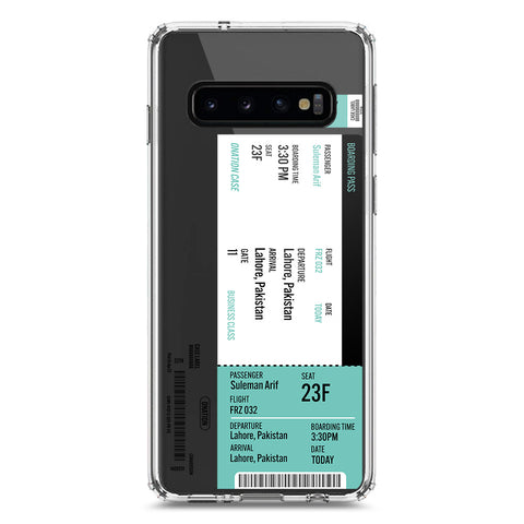 Samsung Galaxy S10 Cover - Personalised Boarding Pass Ticket Series - Clear Phone Case - Soft Silicon Borders