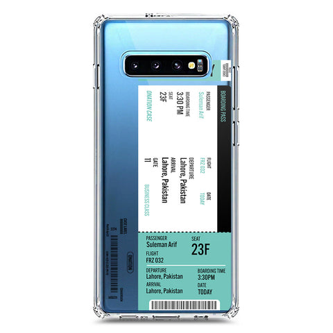 Samsung Galaxy S10 Plus Cover - Personalised Boarding Pass Ticket Series - Clear Phone Case - Soft Silicon Borders
