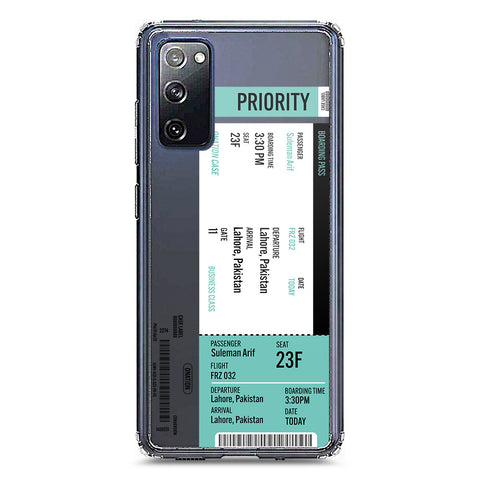 Samsung Galaxy S20 FE Cover - Personalised Boarding Pass Ticket Series - Clear Phone Case - Soft Silicon Borders