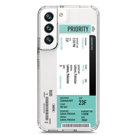 Samsung Galaxy S22 5G Cover - Personalised Boarding Pass Ticket Series - Clear Phone Case - Soft Silicon Borders