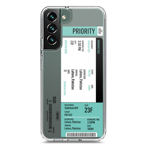 Samsung Galaxy S22 Plus 5G Cover - Personalised Boarding Pass Ticket Series - Clear Phone Case - Soft Silicon Borders