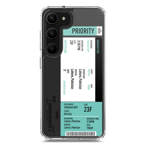 Samsung Galaxy S23 Plus 5G Cover - Personalised Boarding Pass Ticket Series - Clear Phone Case - Soft Silicon Borders