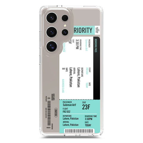 Samsung Galaxy S23 Ultra 5G Cover - Personalised Boarding Pass Ticket Series - Clear Phone Case - Soft Silicon Borders