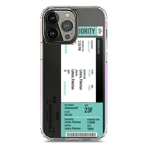 iPhone 13 Pro Max Cover - Personalised Boarding Pass Ticket Series - Clear Phone Case - Soft Silicon Borders