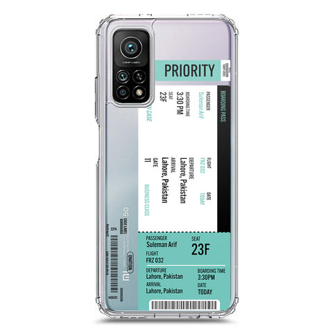 Xiaomi Mi 10T Cover - Personalised Boarding Pass Ticket Series - Clear Phone Case - Soft Silicon Borders