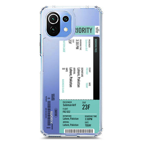 Xiaomi 11 Lite 5G NE Cover - Personalised Boarding Pass Ticket Series - Clear Phone Case - Soft Silicon Borders