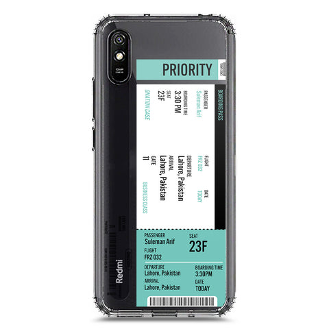 Xiaomi Redmi 9i Cover - Personalised Boarding Pass Ticket Series - Clear Phone Case - Soft Silicon Borders