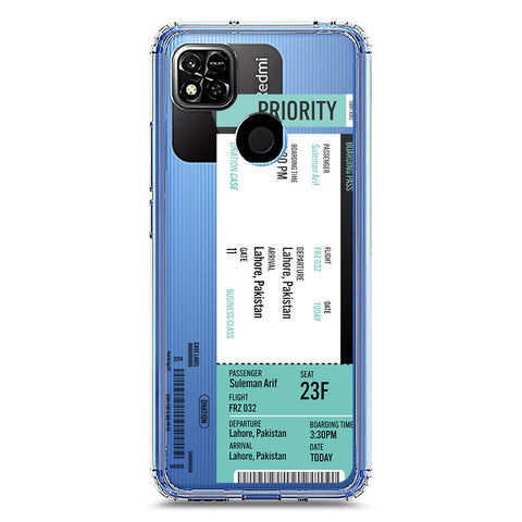 Xiaomi Redmi 9C Cover - Personalised Boarding Pass Ticket Series - Clear Phone Case - Soft Silicon Borders